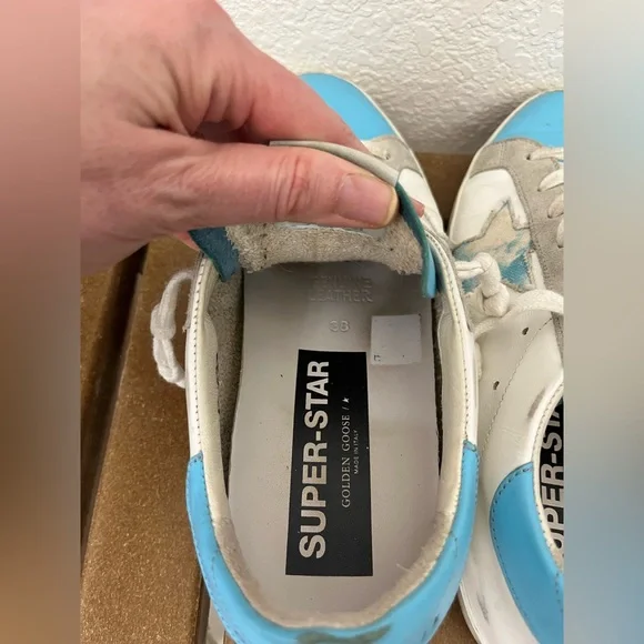 Blue, White & Gray Super-Star Golden Goose Sneakers - Picture 9 of 10
